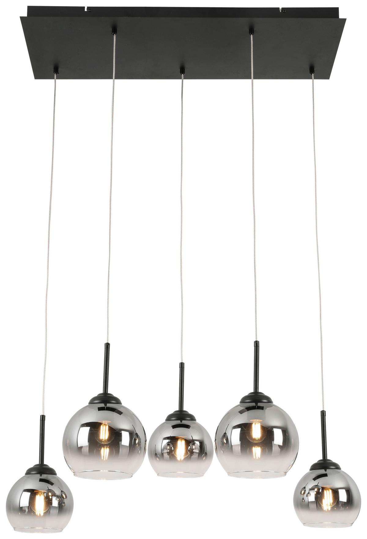 Hängeleuchte Ellen H: 120 Cm 5-Flammig - Chromfarben/Schwarz, Design, Glas/Metall (75/31/120cm) - James Wood