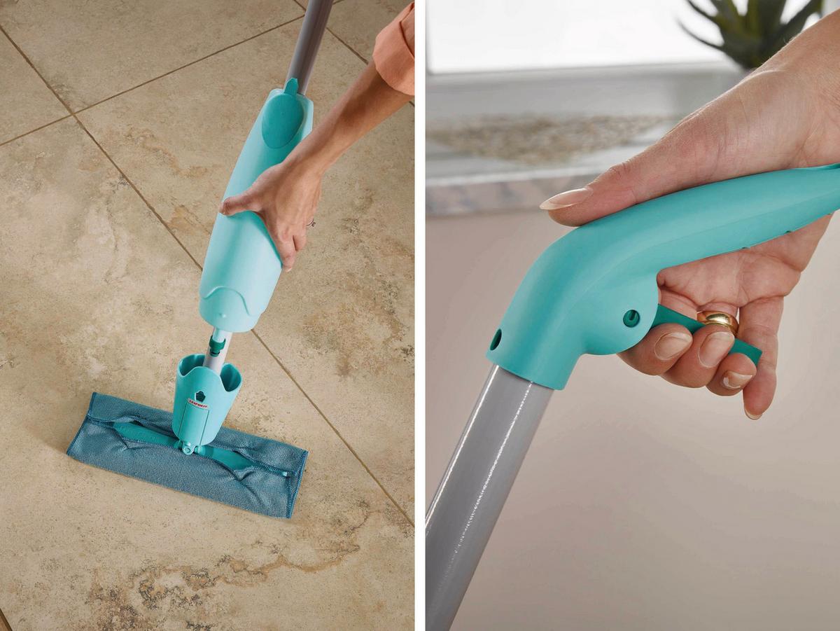 Bodenwischer Pico Spray s mit Sprühfunktion und Schwenkhals - Türkis/Weiß, Basics, Kunststoff/Textil (27/10,5/120cm) - Leifheit