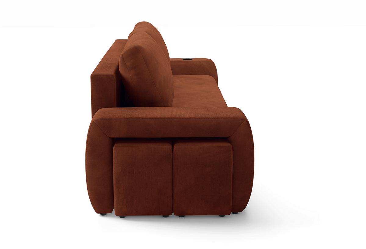 Schlafsofa Ines Rostfarben B: 258cm - Rostfarben/Schwarz, Design, Textil (258/98/95cm) - Livetastic