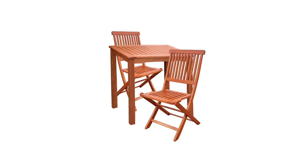 Gartengarnitur 3--teilig aus Eukalyptusholz - Eukalyptusholzfarben, Basics, Holz - Gardenson