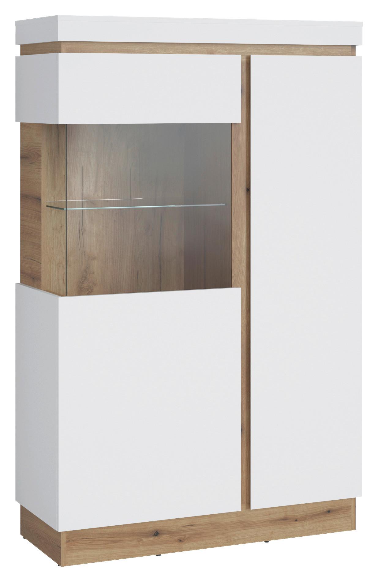 Highboard Calabria Weiß/eiche Dekor B: 103,6 Cm - Eichefarben/Weiß, Trend, Glas/Holzwerkstoff (103,6/163,5/40cm)