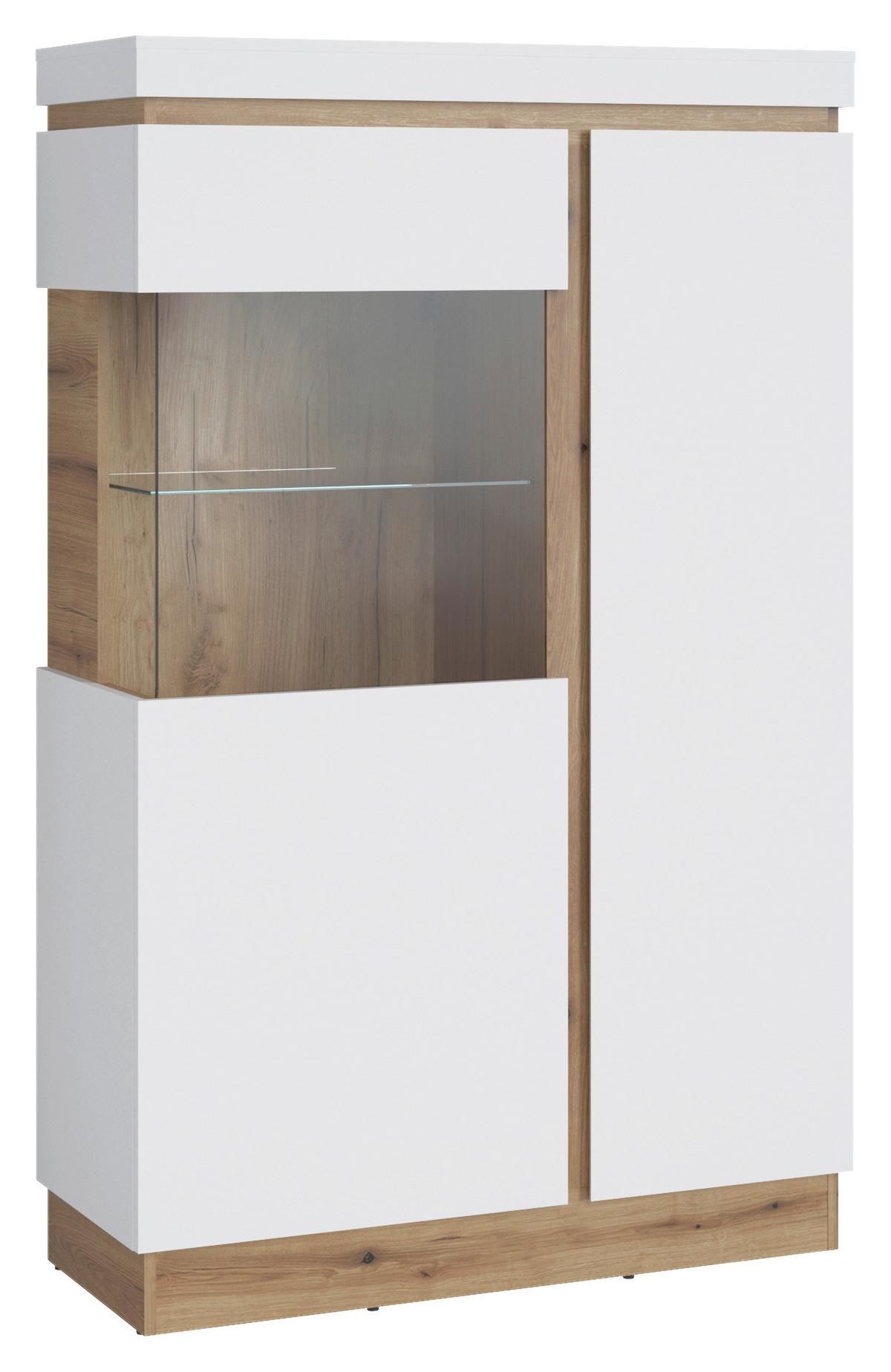 Highboard Calabria Weiß/eiche Dekor B: 103,6 Cm - Eichefarben/Weiß, Trend, Glas/Holzwerkstoff (103,6/163,5/40cm)