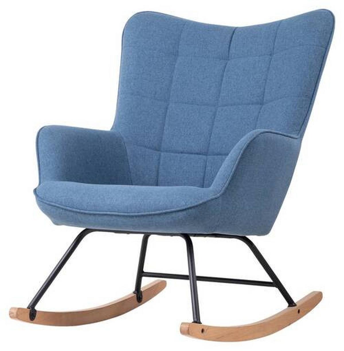 Schaukelstuhl mit Armlehnen Richie Echtholz/Webstoff Blau - Blau/Buchefarben, MODERN, Holz/Textil (72/92/92cm) - MID.YOU