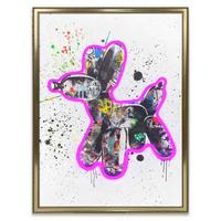 LED-Bild Dog Graffiti - Magenta/Schwarz, Basics, Holzwerkstoff/Kunststoff (50cm)