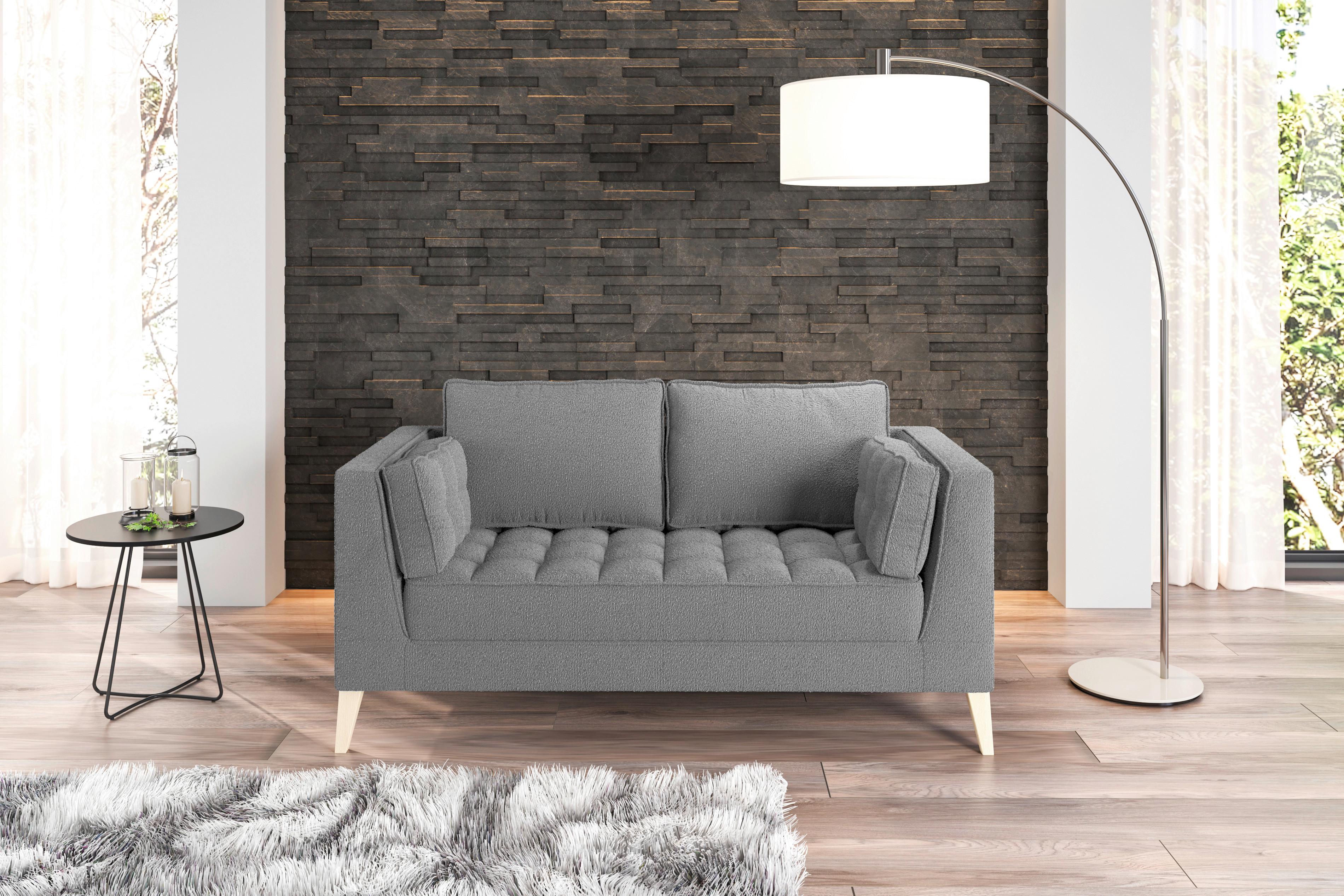 2-sitzer-sofa Doti Bouclé Taupe - Taupe/Naturfarben, Design, Textil (110/95/85cm) - MID.YOU