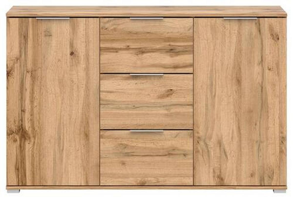 Kommode Zele Chest Of Drawers - Silberfarben/Eiche Wotan, Design, Holzwerkstoff (135/86/41cm)