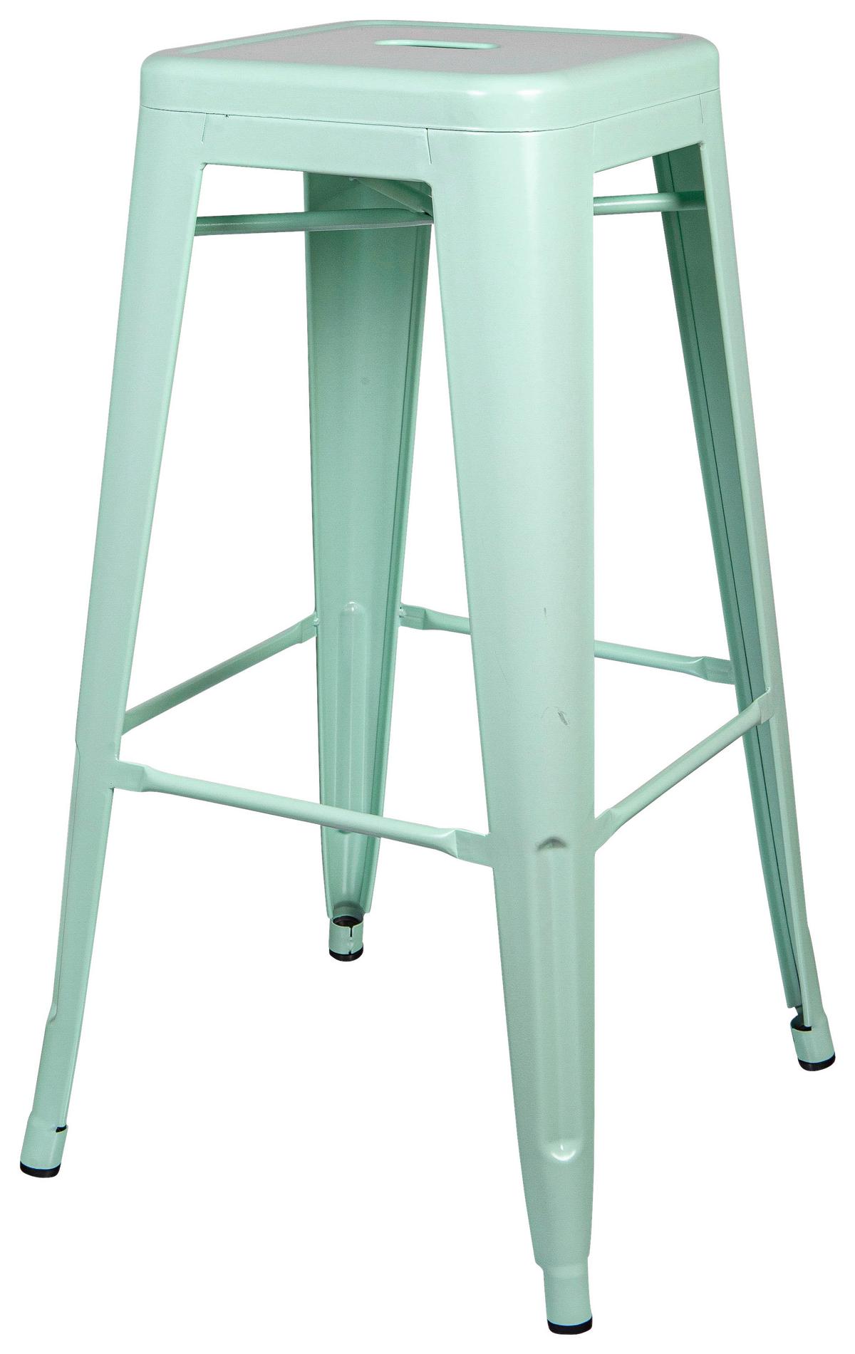 Barhocker Vantaggio High Brush Stapelbar Pastellgrün Bis150kg - Pastellgrün/Schwarz, Basics, Metall (44/77/44cm) - MID.YOU