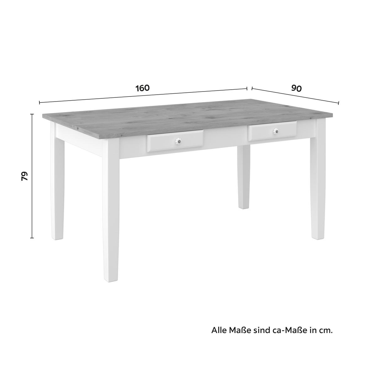 JÍDELNÍ STŮL CAMDEN 160 - bílá/barvy borovice, Moderní, dřevo/kompozitní dřevo (160/79/90cm) - Bessagi Home