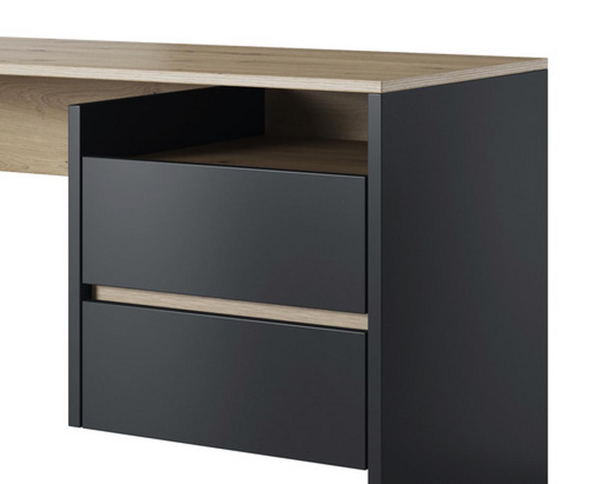 Schreibtisch mit Stauraum B 125cm H 75,5cm Paco 3, Eiche - Eichefarben/Anthrazit, Basics, Holzwerkstoff (125/51,6/75,5cm) - P & B