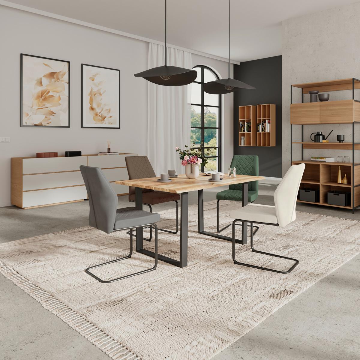 Esstisch Echtholz Mundra 140x76 cm Schwarz/Akazienfarbe - Schwarz/Akaziefarben, KONVENTIONELL, Holz/Metall (140/76/90cm)