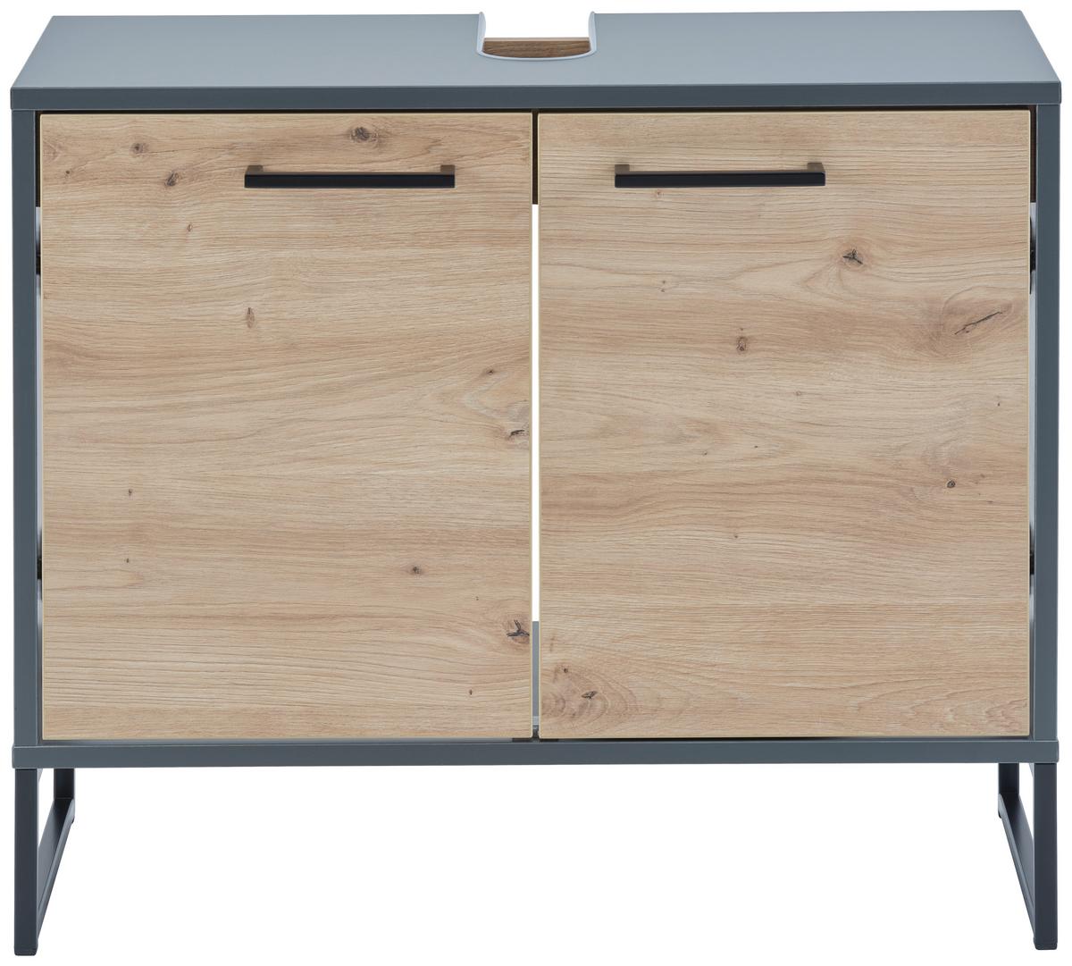 Badezimmer Fabio Eiche Dekor/Anthrazit B: 150cm - Anthrazit/Eiche Artisan, MODERN, Glas/Holzwerkstoff (150/170/33cm)