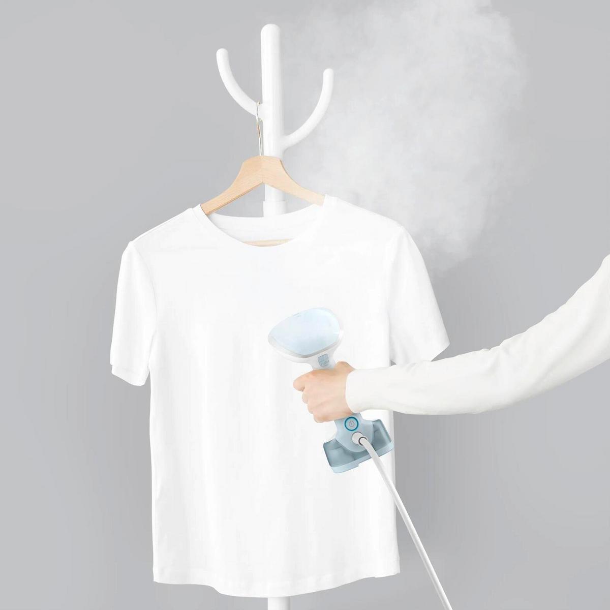 Dampfbürste Pastellblau, Weiß, 1300W - Pastellblau/Weiß, Basics, Kunststoff (12,7/10,5/22cm) - Tefal