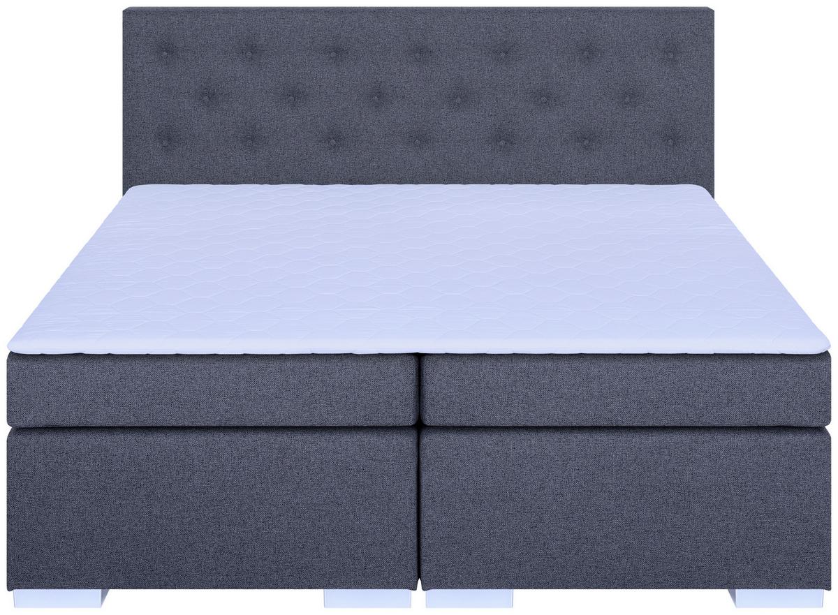 Boxspringbett mit Topper 180x200 Korfu - Chromfarben/Dunkelgrau, MODERN, Holzwerkstoff/Textil (180/200cm) - MID.YOU