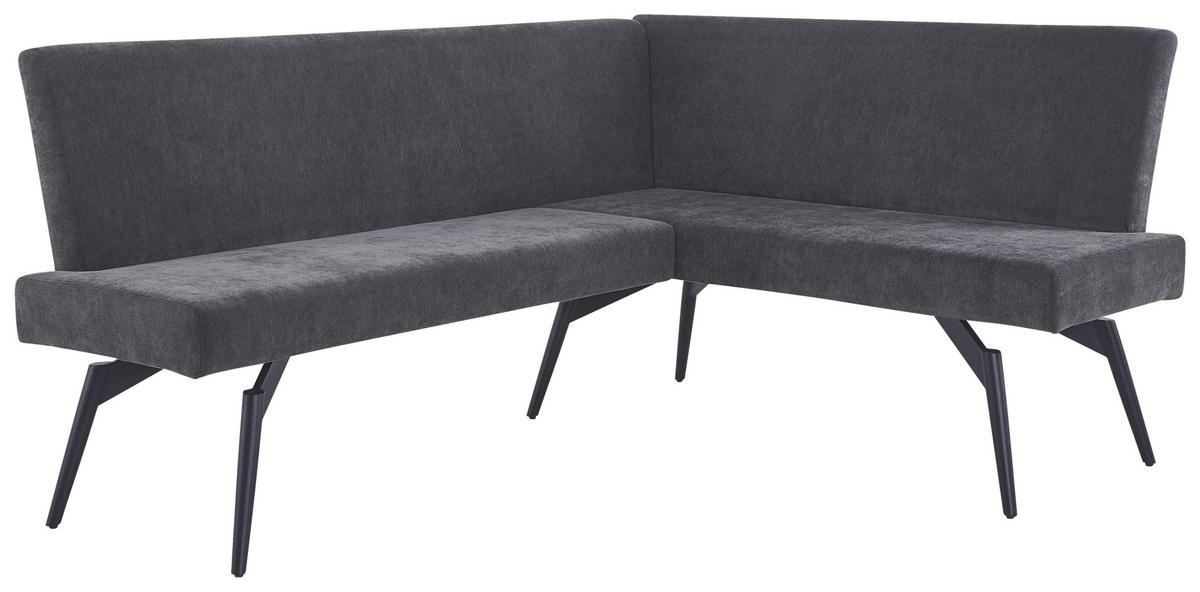 Eckbank Tinos Dunkelgrau, S: 190x150 cm - Dunkelgrau/Schwarz, KONVENTIONELL, Textil/Metall (190/150cm) - MID.YOU