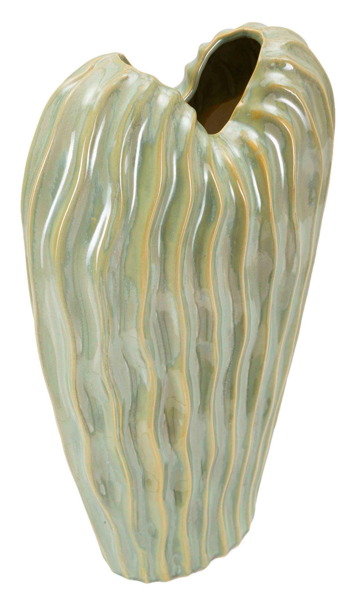 Vase Venice Grün B: 22 cm - Grün, Basics, Keramik (22/39 /10cm)