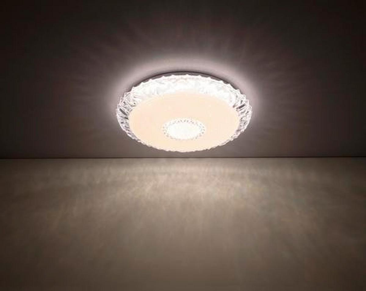 Led-deckenleuchte Eddie Ø 50 Cm Mit Smart-Steuerung - Opal/Weiß, Basics, Kunststoff/Metall (50/10cm) - Globo