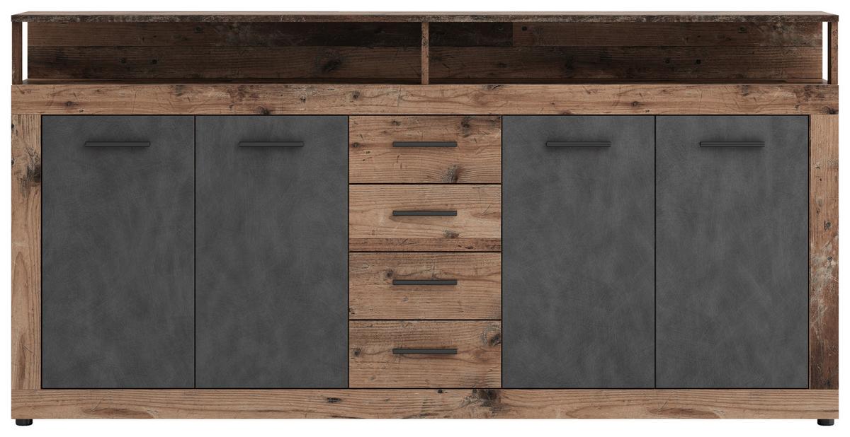 Sideboard Lupo - Alteiche/Anthrazit, Design, Holzwerkstoff (190/96/32cm) - MID.YOU