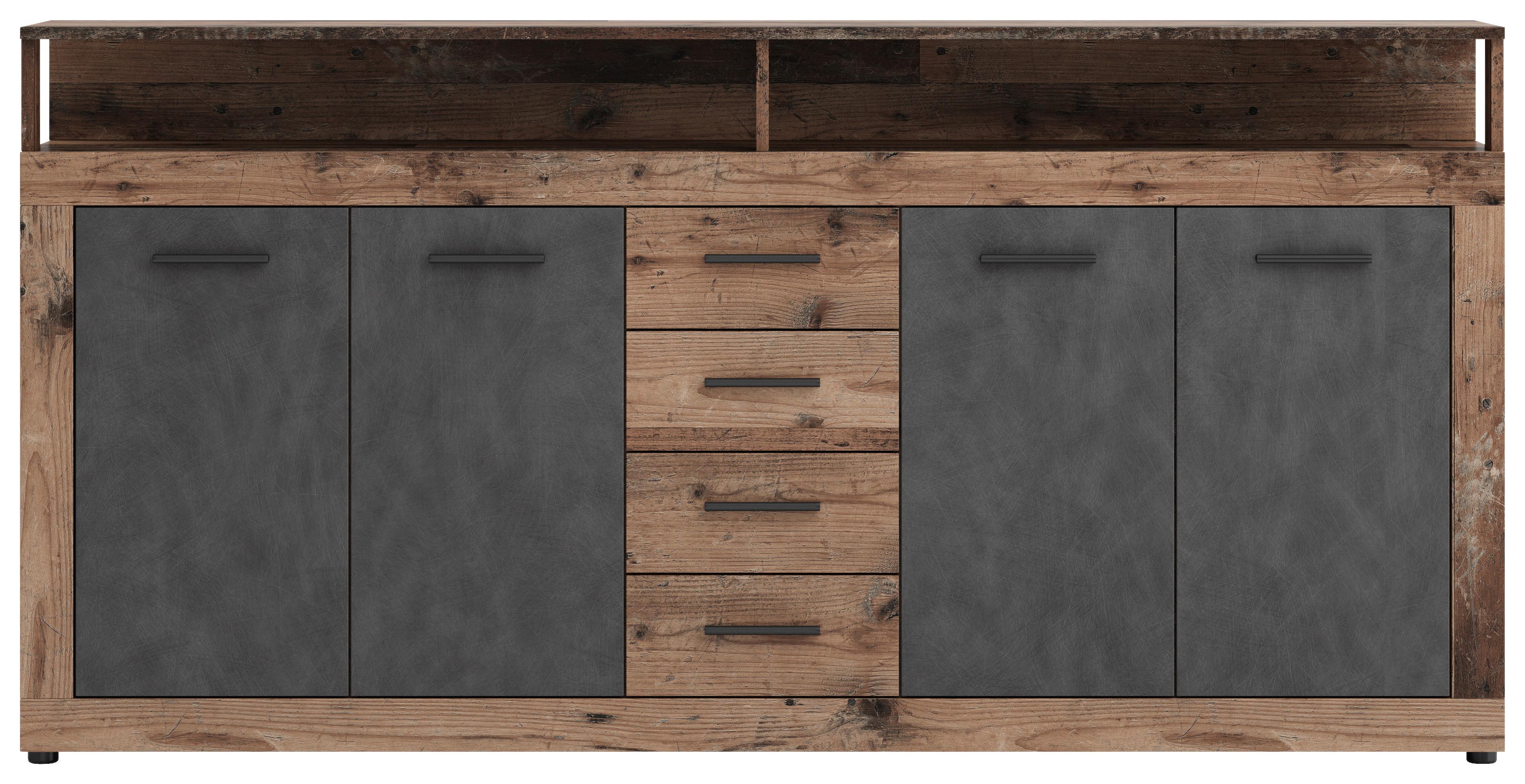 Sideboard 190 cm Lupo, Anthrazit/Alteiche