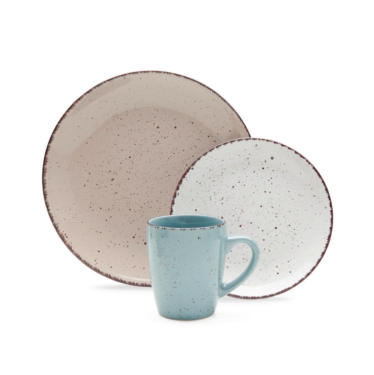 Kombinovaný servis Kelly, 24-dielny - hnedá/modrá, Modern, keramika - Modern Living