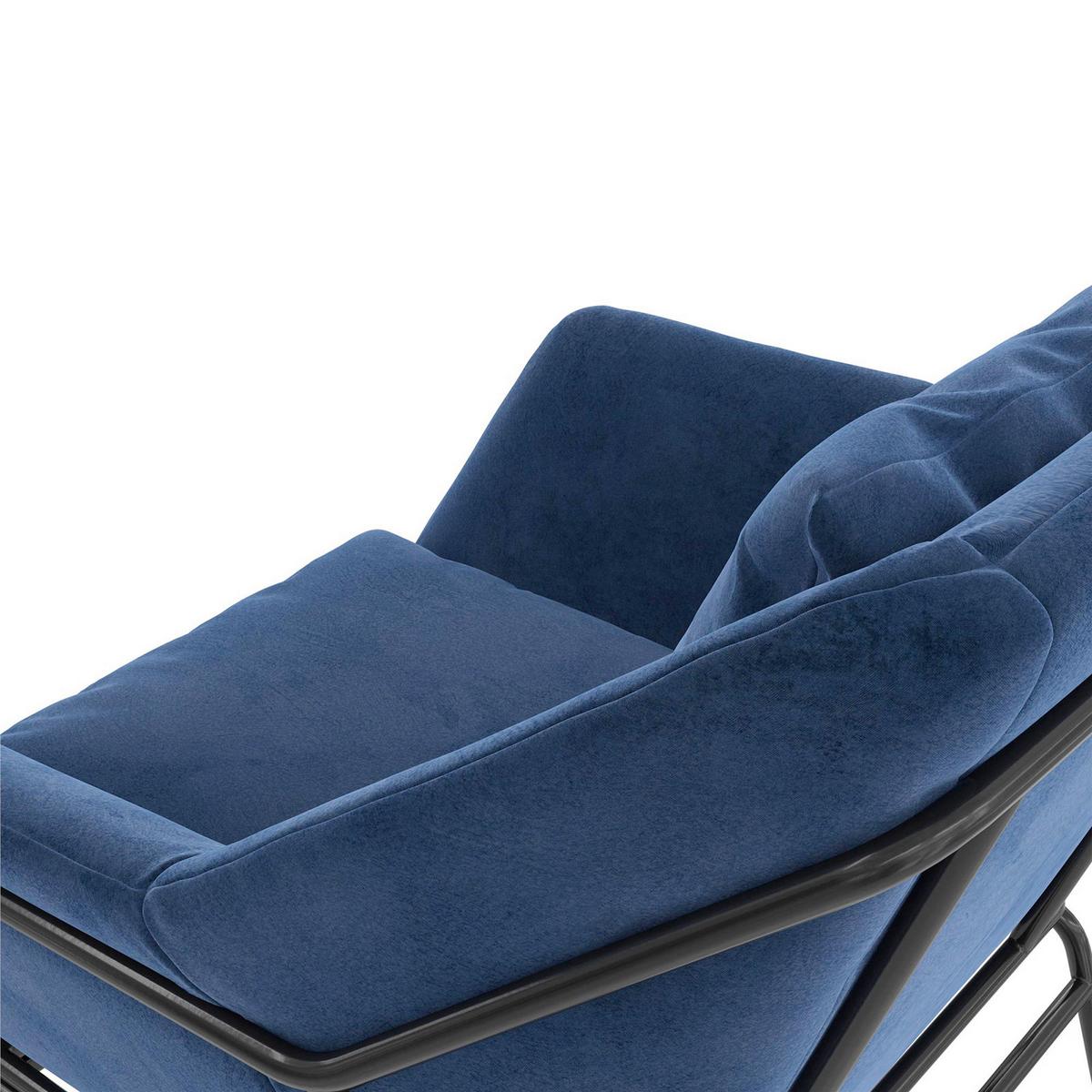 Stuhl Avery Blau Gepolstert - Blau/Schwarz, Design, Textil/Metall (71/81/66cm) - MID.YOU