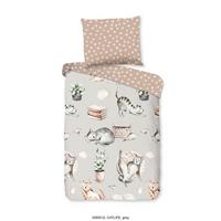 Kinderbettwäsche Catlife Grau Beige 120x150 Cm - Beige/Grau, Trend, Textil (120/150cm)