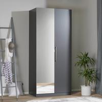 Drehtürenschrank Mit Spiegel 91,1cm Unit Anthrazit - Anthrazit, MODERN, Holzwerkstoff (91,1/210/58,3cm) - Ondega