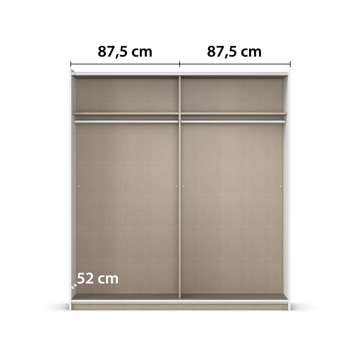 Schwebetürenschrank B: 175 cm Mars Weiße/Eiche Dekor - Weiß/Eiche Artisan, KONVENTIONELL, Holzwerkstoff (175/191/59cm)