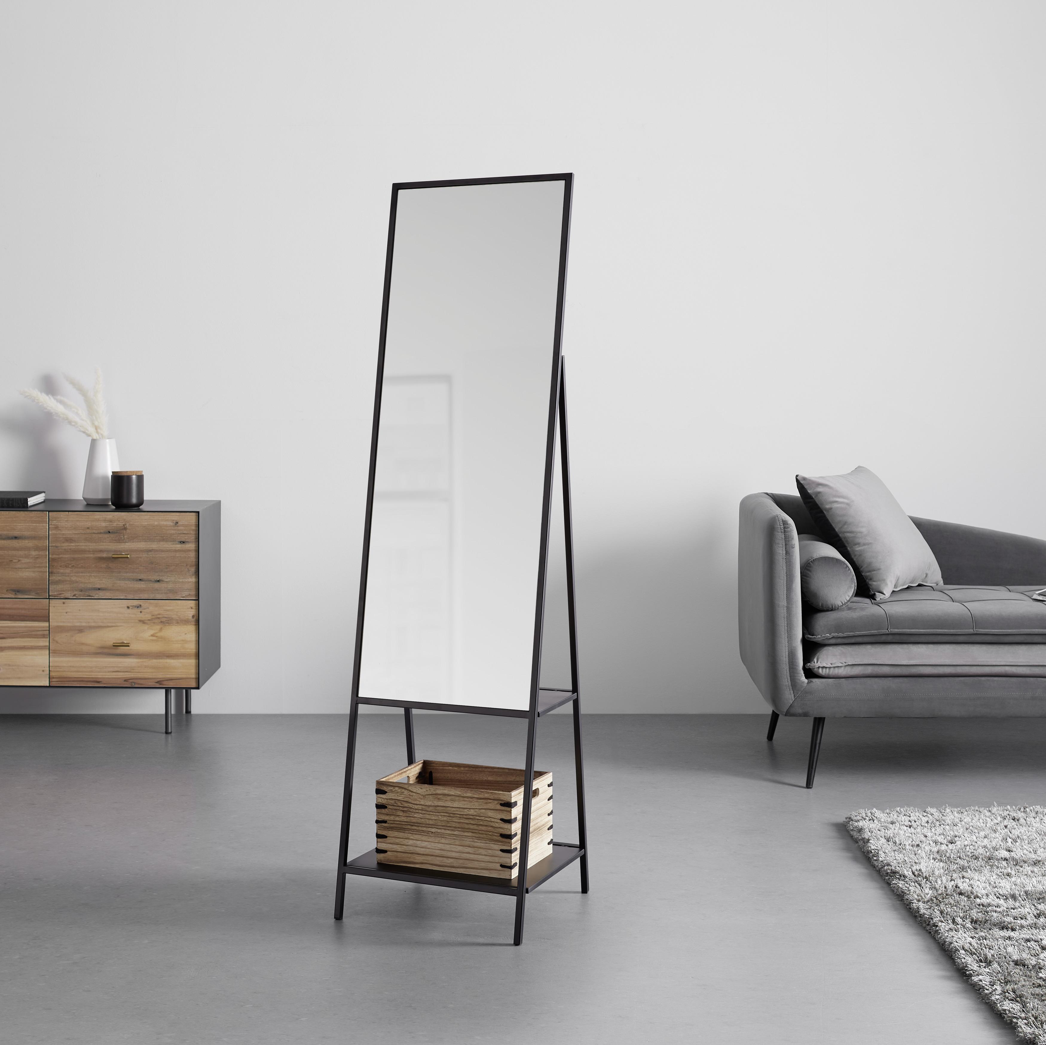 Zrcadlo Milana - černá, Moderní, kov/sklo (46/171/41cm) - P & B