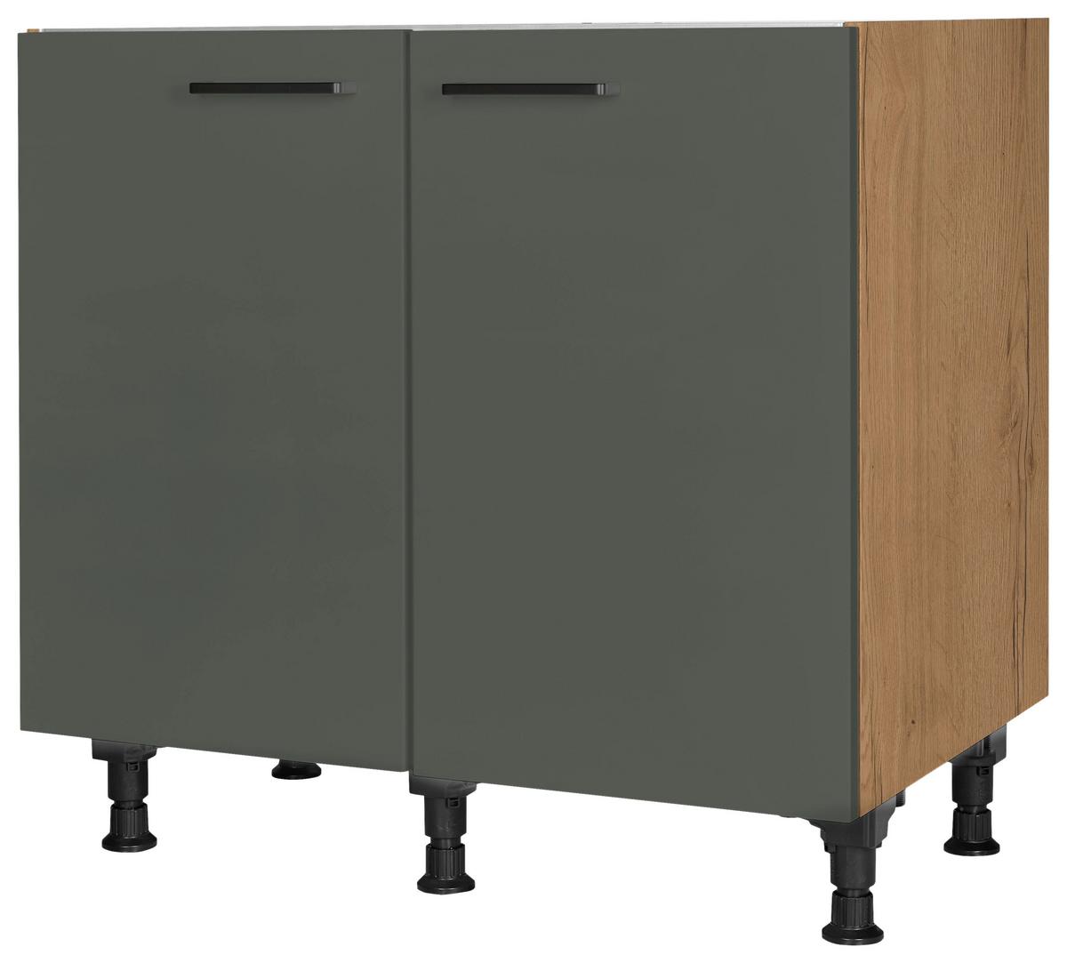 Spülenunterschrank Easytouch - Eichefarben/Grün, MODERN, Holzwerkstoff (90/87/56cm) - Nobilia