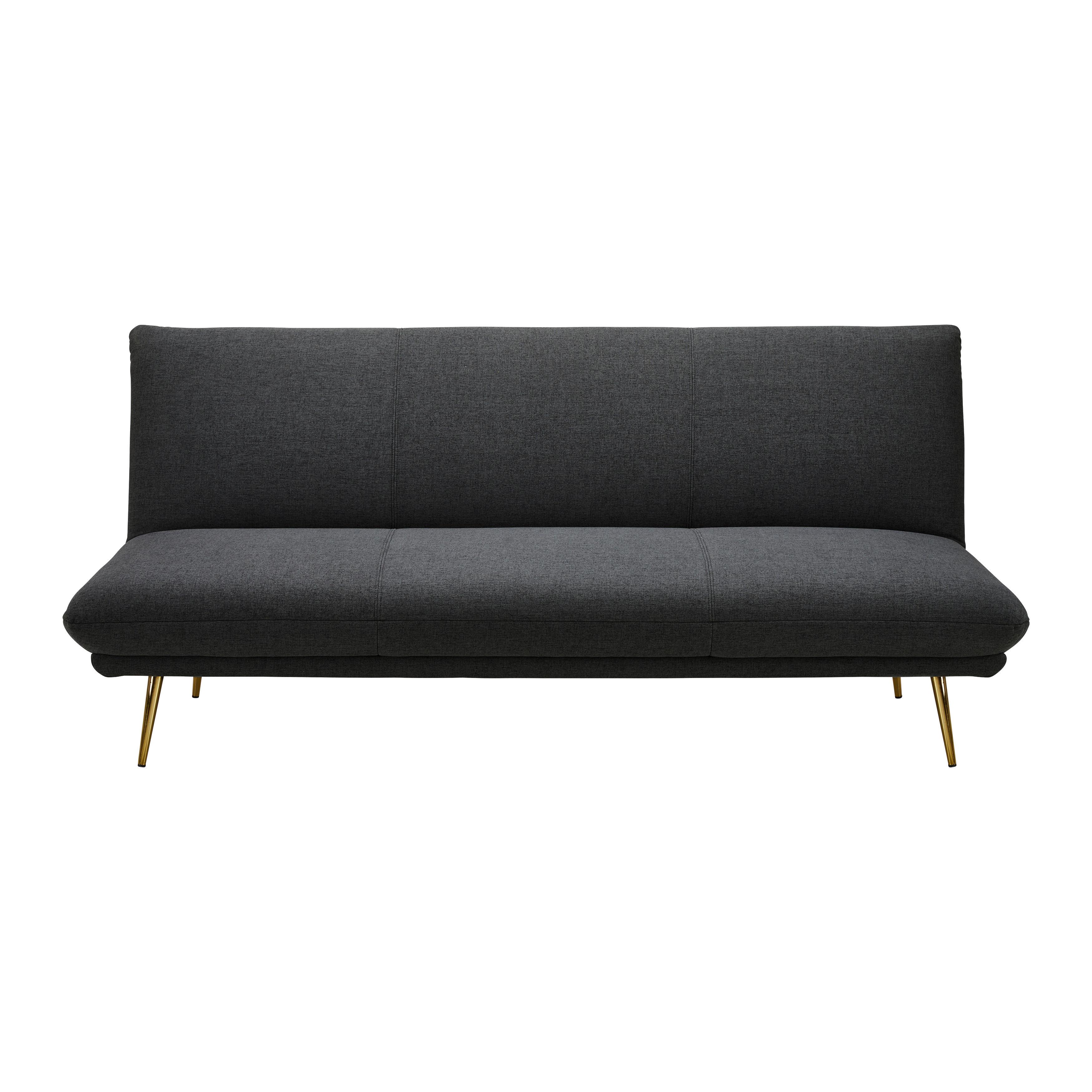 Rozkládací pohovka BEN tmavě šedá - tmavě šedá/barvy zlata, Moderní, kov/dřevo (186/82/85cm) - Bessagi Home