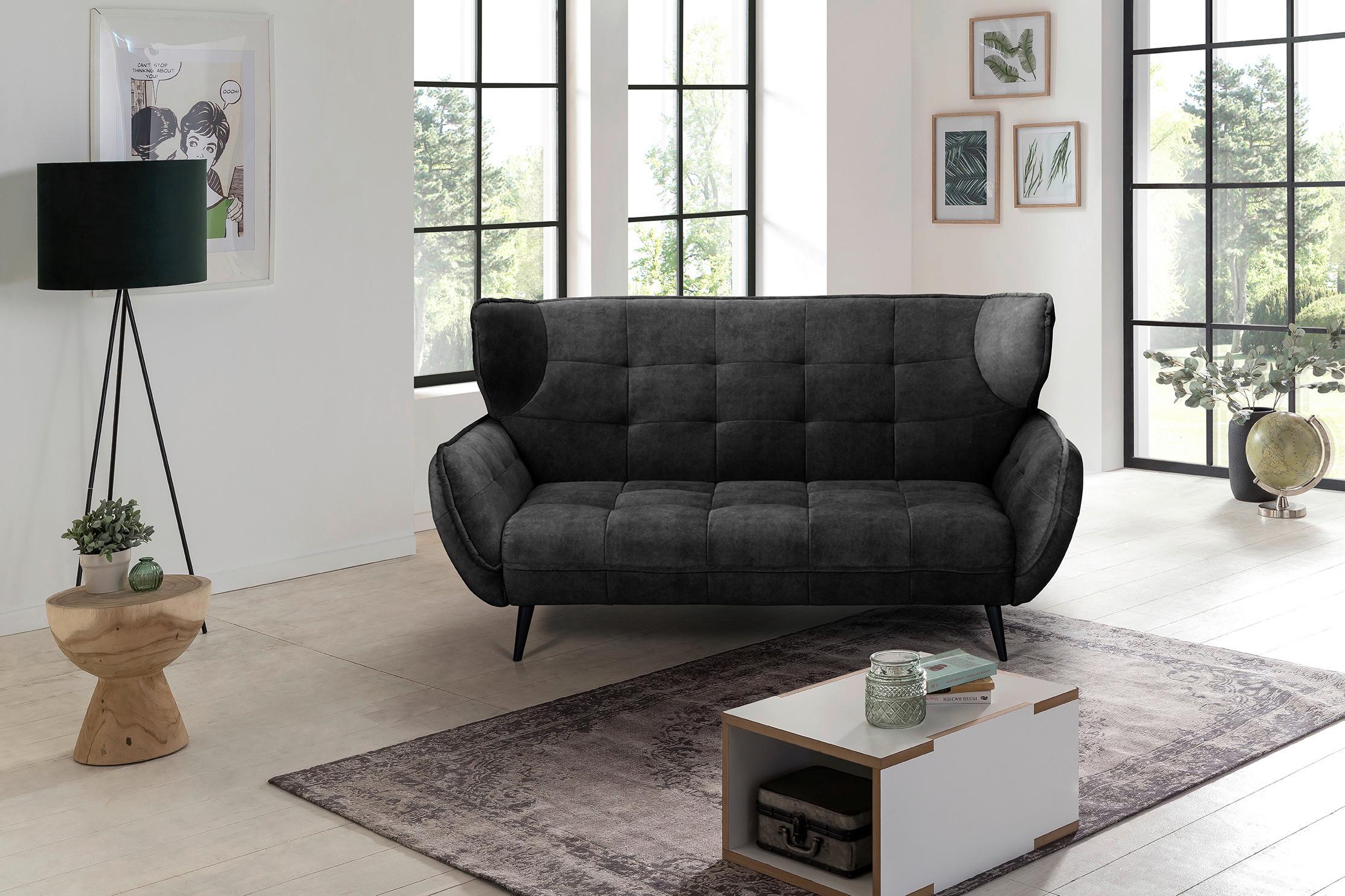 Dvojmiestna pohovka Ariana, antracitová - čierna/antracitová, Modern, kov/textil (191/105/98cm)
