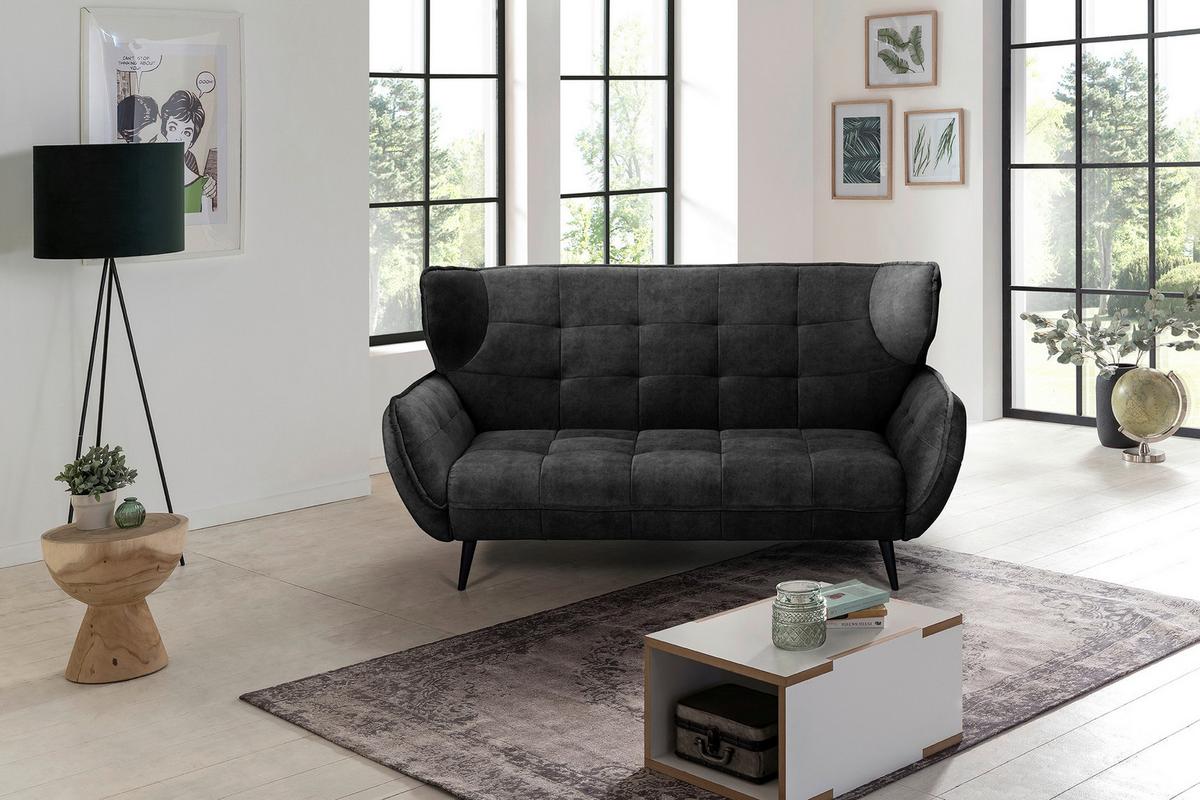 Dvojmiestna pohovka Ariana, antracitová - čierna/antracitová, Modern, kov/textil (191/105/98cm)