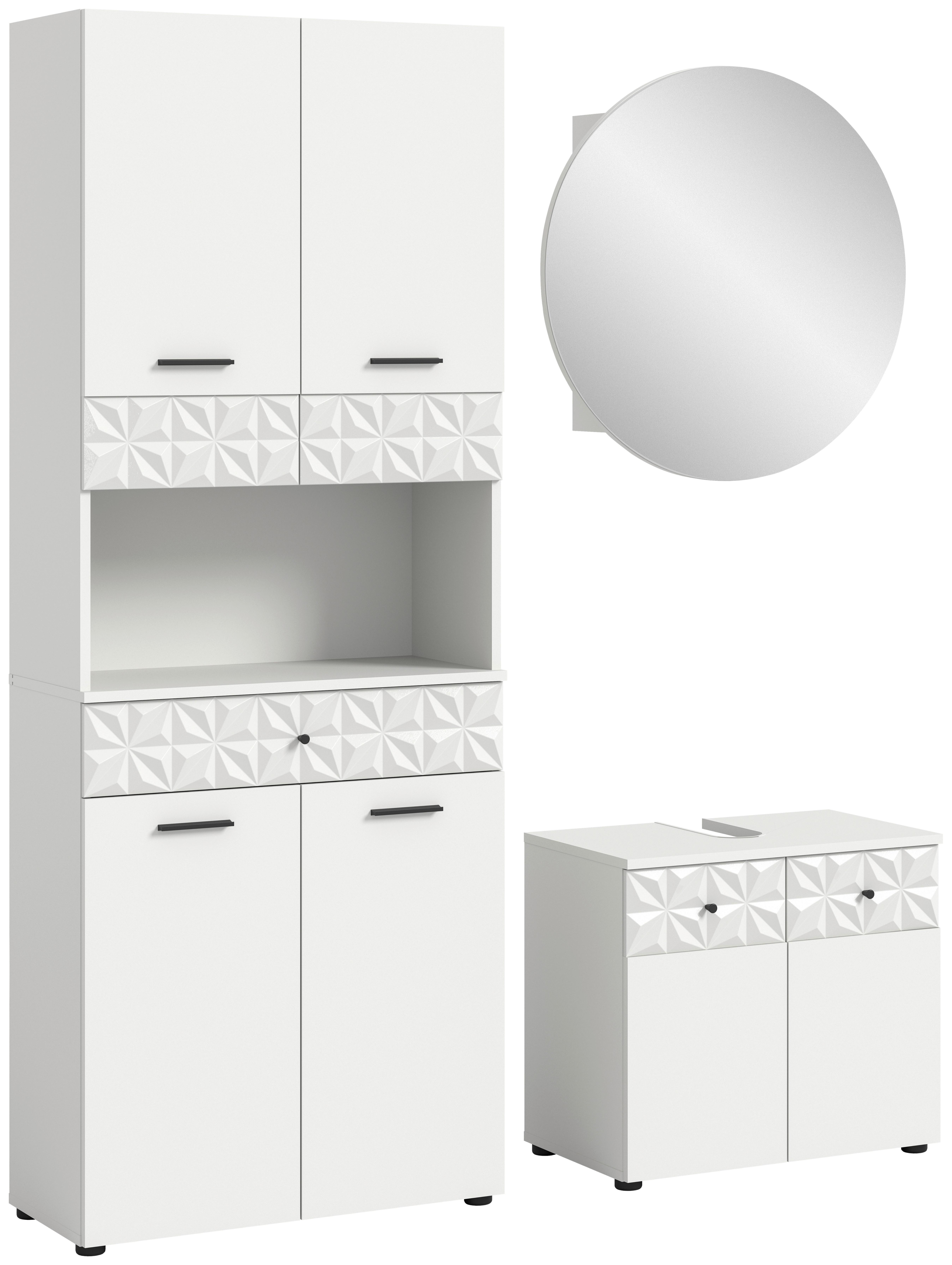 Badezimmer Prisma Weiß B: 130 Cm - Schwarz/Weiß, MODERN, Glas/Holzwerkstoff (130cm) - MID.YOU