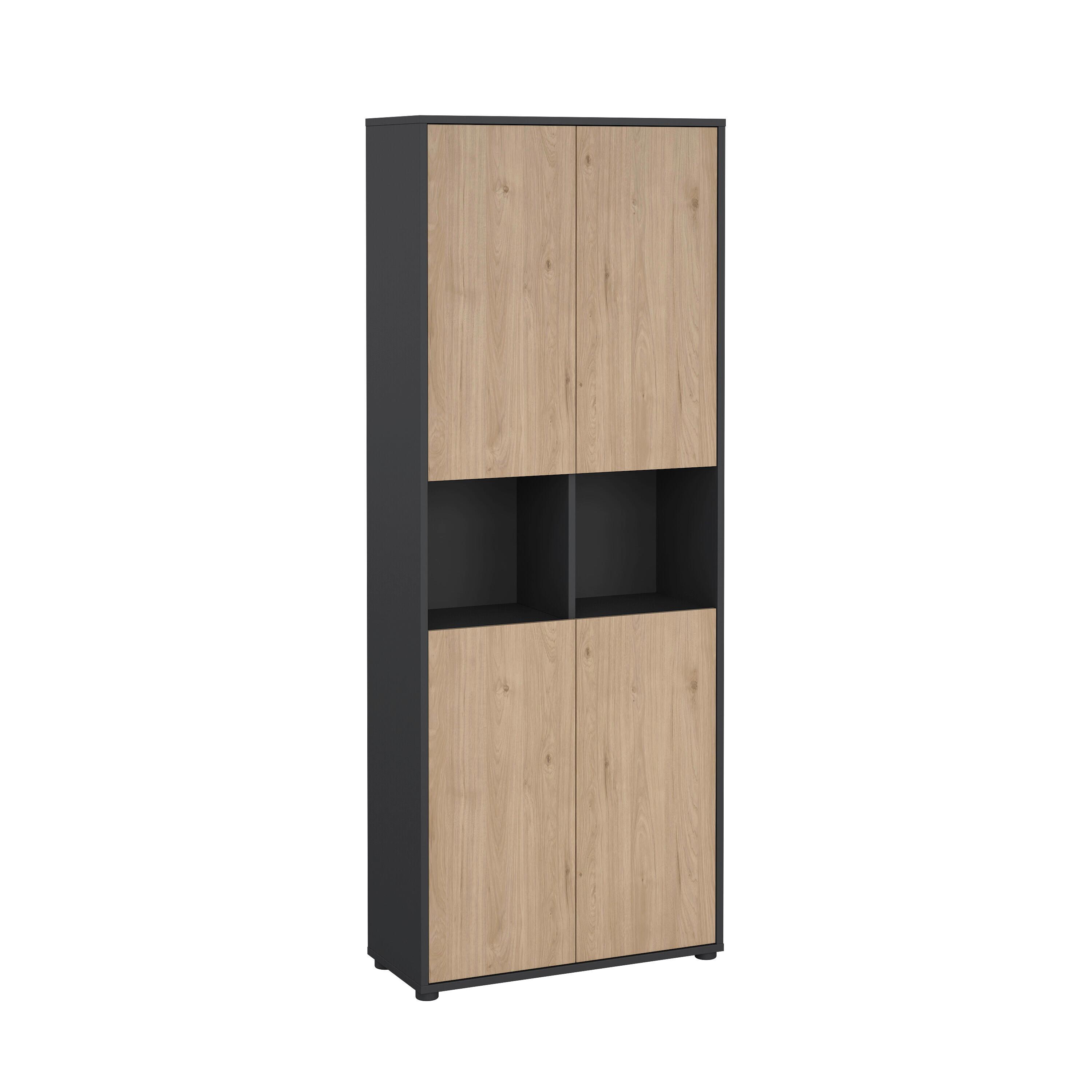 Aktenschrank Sign Grau/Eichefarben, B: 79,6 cm - Eichefarben/Grau, MODERN, Holzwerkstoff (79,6/207,7/34,3cm) - MID.YOU