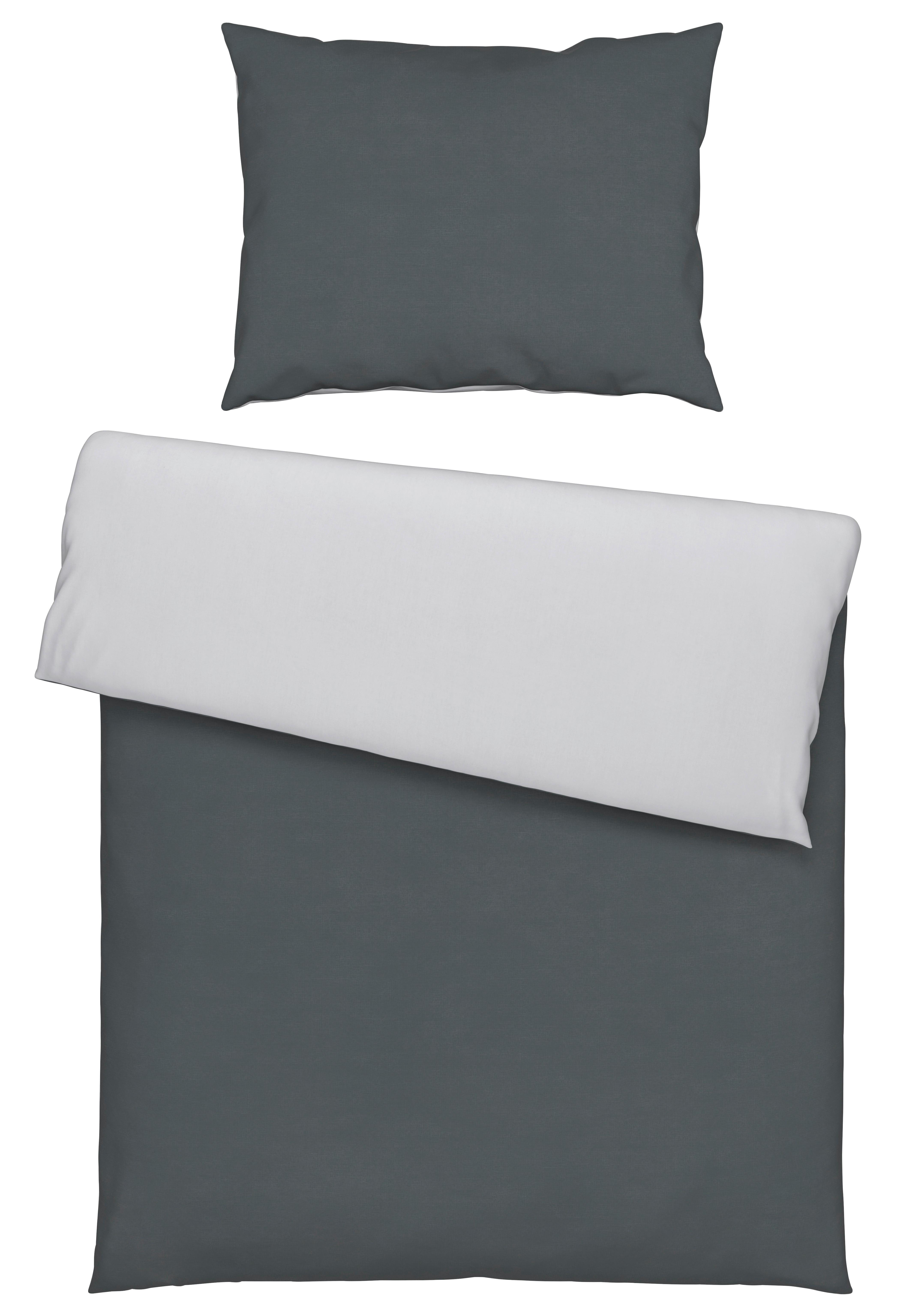 Povlečení Annika, 140/200cm, stříbrná - barvy stříbra/antracitová, textil (140/200cm) - Modern Living