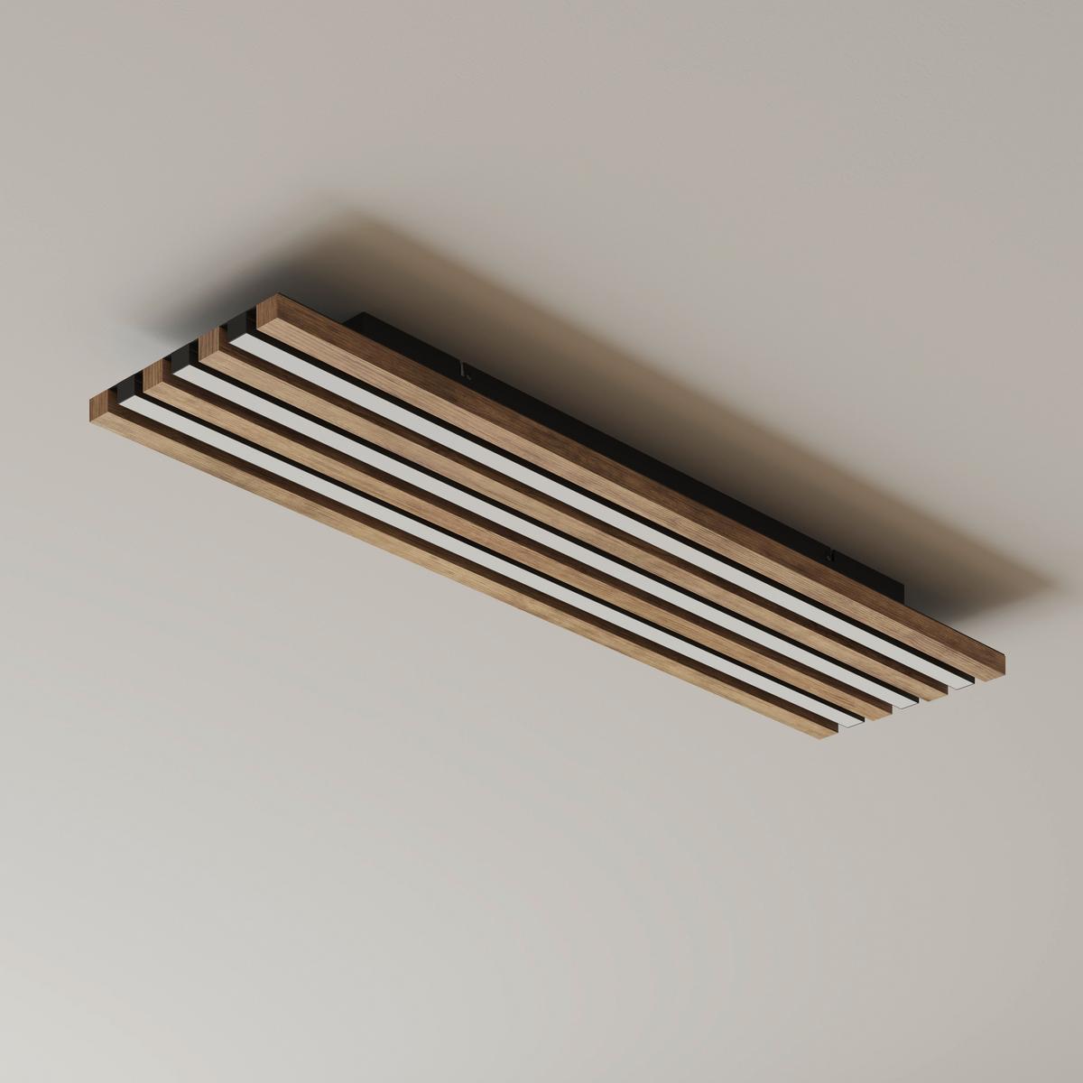 Led Mennyezeti Lámpa 67347d4 Hayden - sötétbarna/fekete, Natur, műanyag/faalapú anyag (80/20/5cm) - Globo