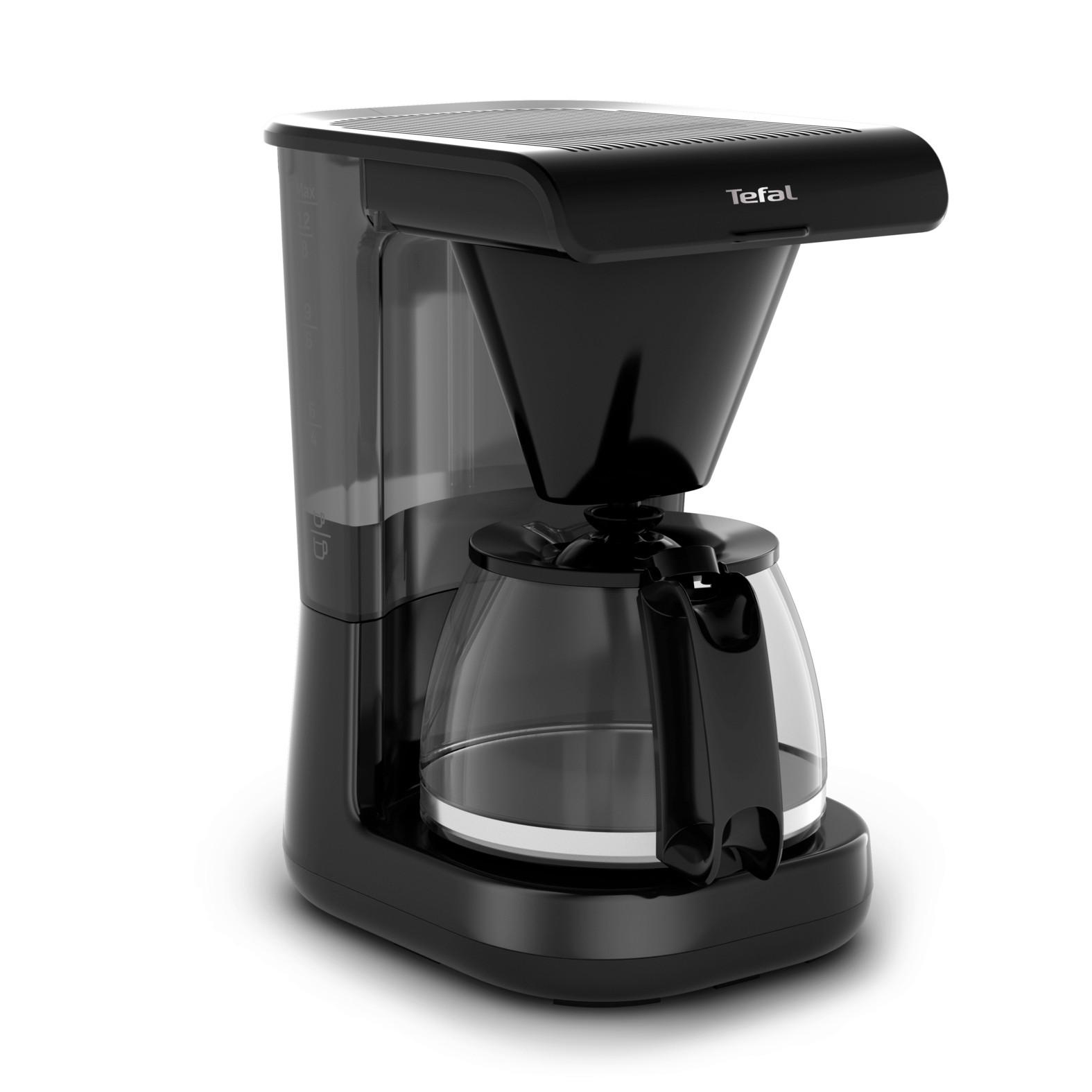 Filterkaffeemaschine Schwarz, 1000w, 12 Tassen - Transparent/Schwarz, Basics, Glas/Kunststoff (1,1l) - Tefal