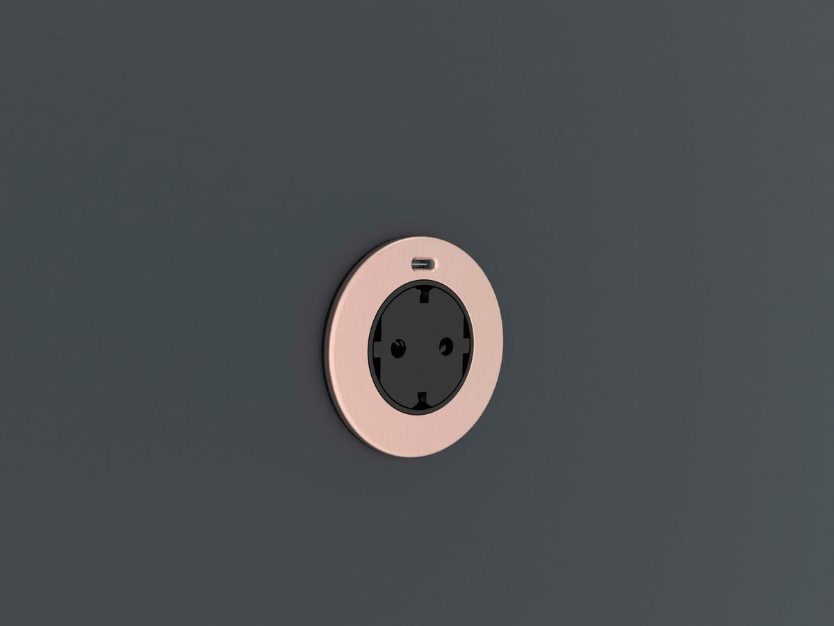 STECKDOSENELEMENT SOLO KUPFER - Kupferfarben, LIFESTYLE, Kunststoff/Metall (6,9cm)