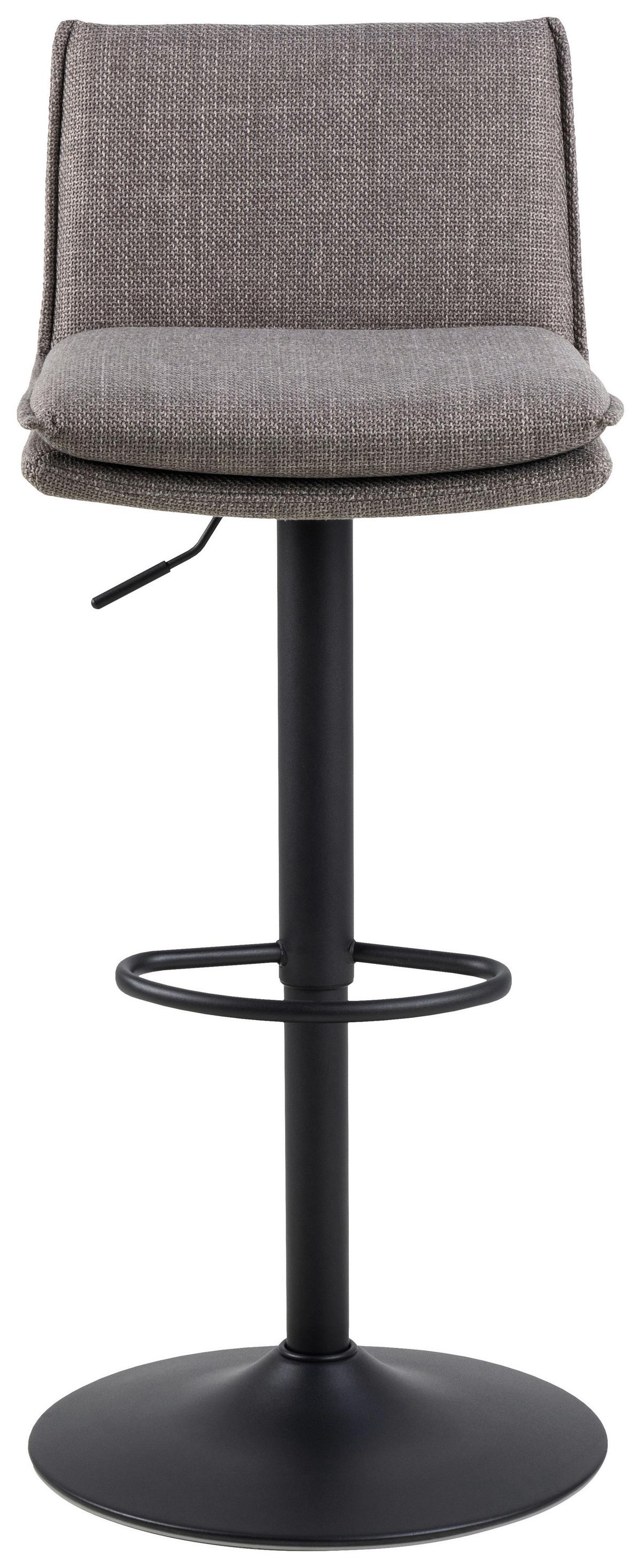 Barhocker Flynn Grau B: 44 cm - Graubraun/Schwarz, Design, Textil/Metall (44/107/53cm) - MID.YOU