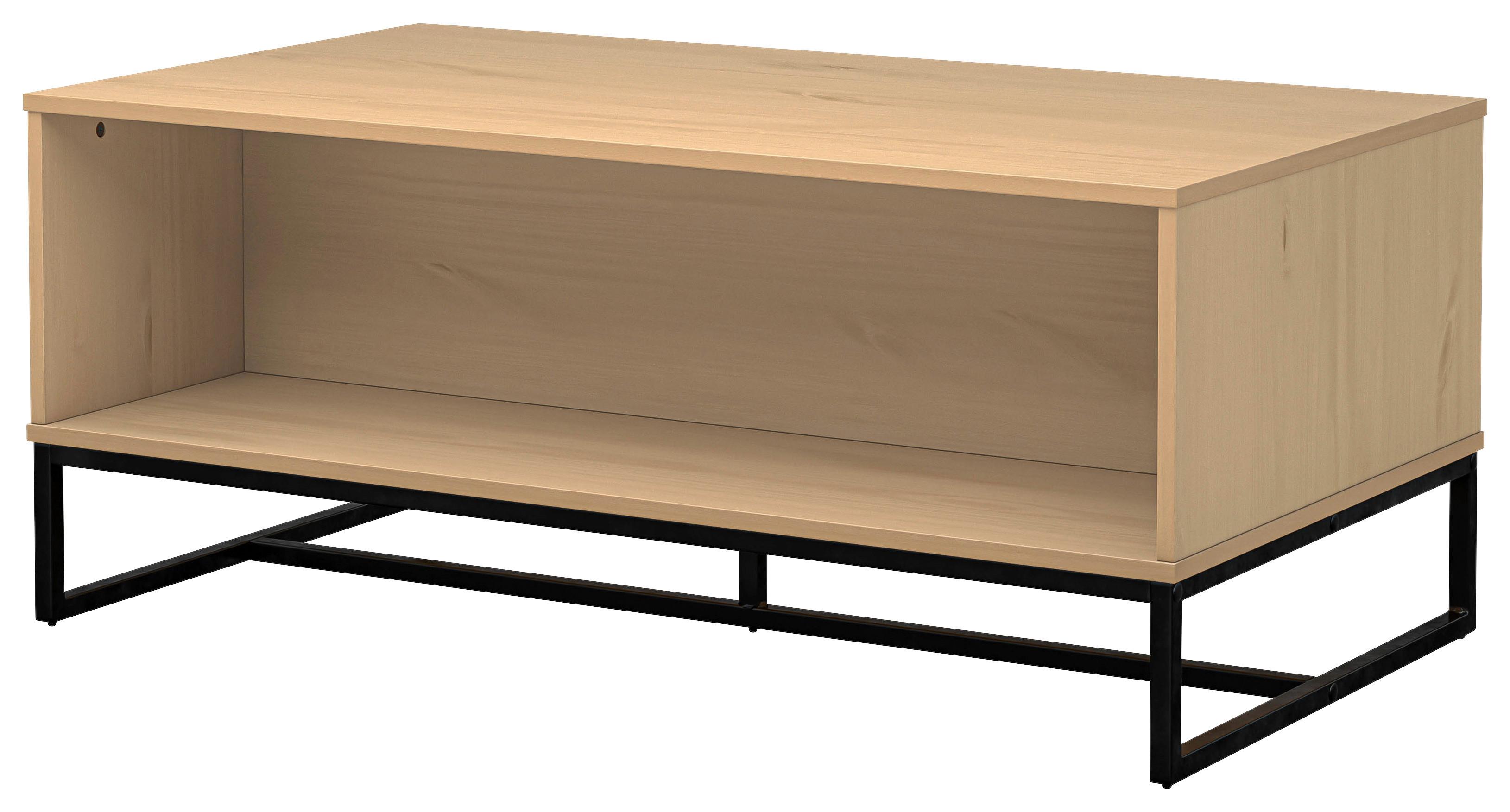Couchtisch Vivo - Eichefarben/Schwarz, Design, Holz/Metall (110/60/45cm) - Livetastic