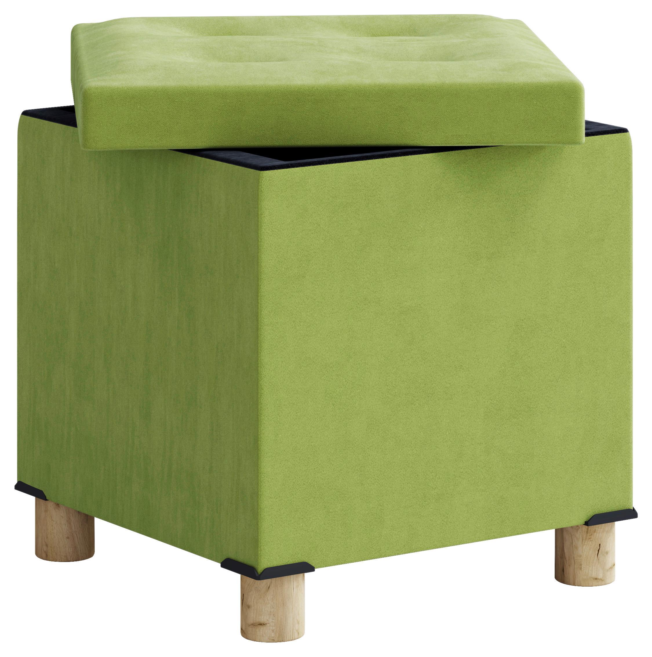 Sedací box SIZOS M zelená - zelená/hnědá, Moderní, kompozitní dřevo/textil (38/40/38cm) - MID.YOU