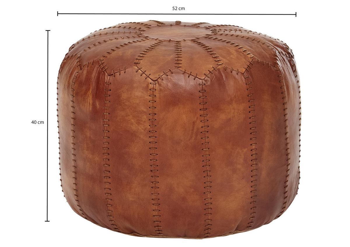 Taburetka Pouf pravá koža - hnedá, Lifestyle, koža (52/40/52cm) - MID.YOU