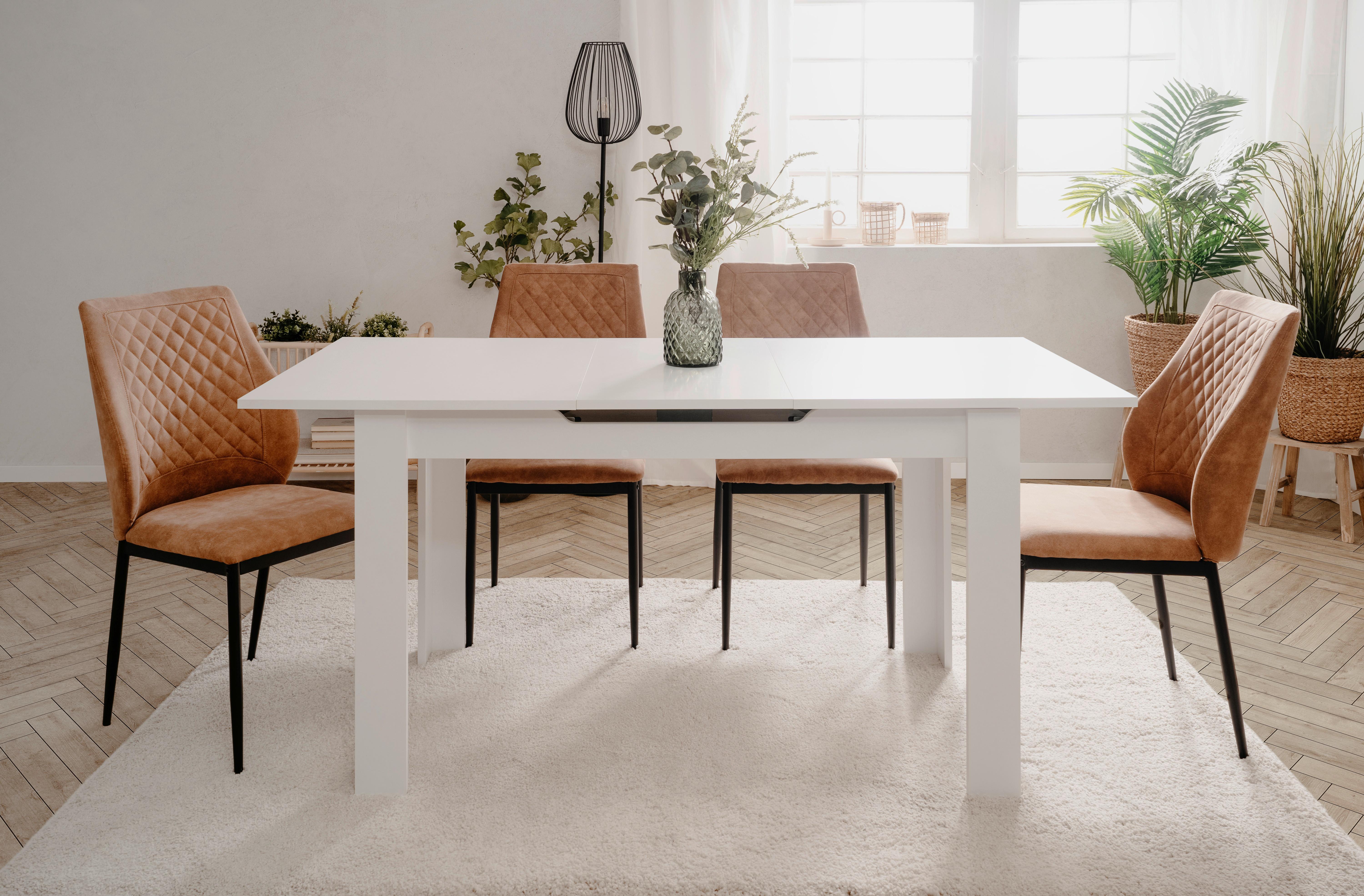 Esstisch Birmingham 80a - Weiß, MODERN, Holzwerkstoff (125-165/80/75cm) - MID.YOU