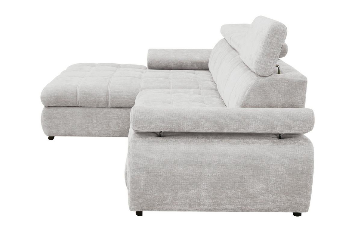 Rohová sedačka VEGAS, levá, světle šedá žinylka - černá/světle šedá, Design, dřevo/textil (173/294cm)