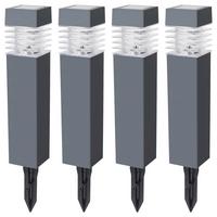 4 X Solarleuchte Mit Erdspieß - Grau, MODERN, Kunststoff (5,8/5,8/38,5cm)