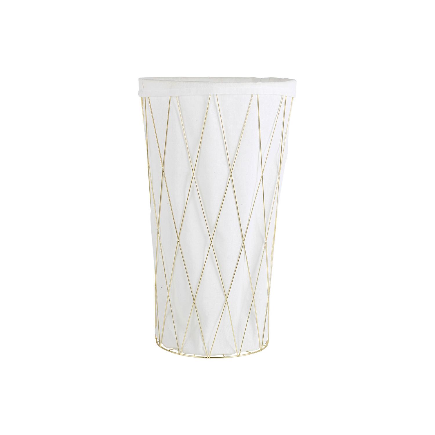 Prádelní koš GLAMOUR - bílá/barvy zlata, Moderní, kov/textil (30-40/69.5cm) - Modern Living