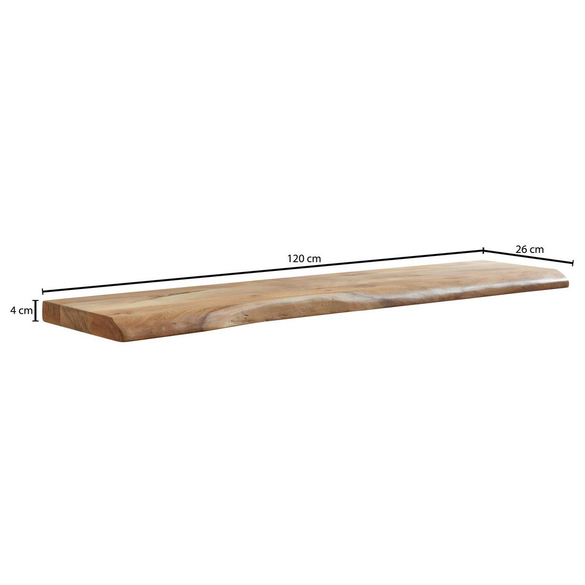 Nástenná polica z masívneho dreva š: 120cm - farba akácie, Modern, drevo (120/4/26cm) - MID.YOU