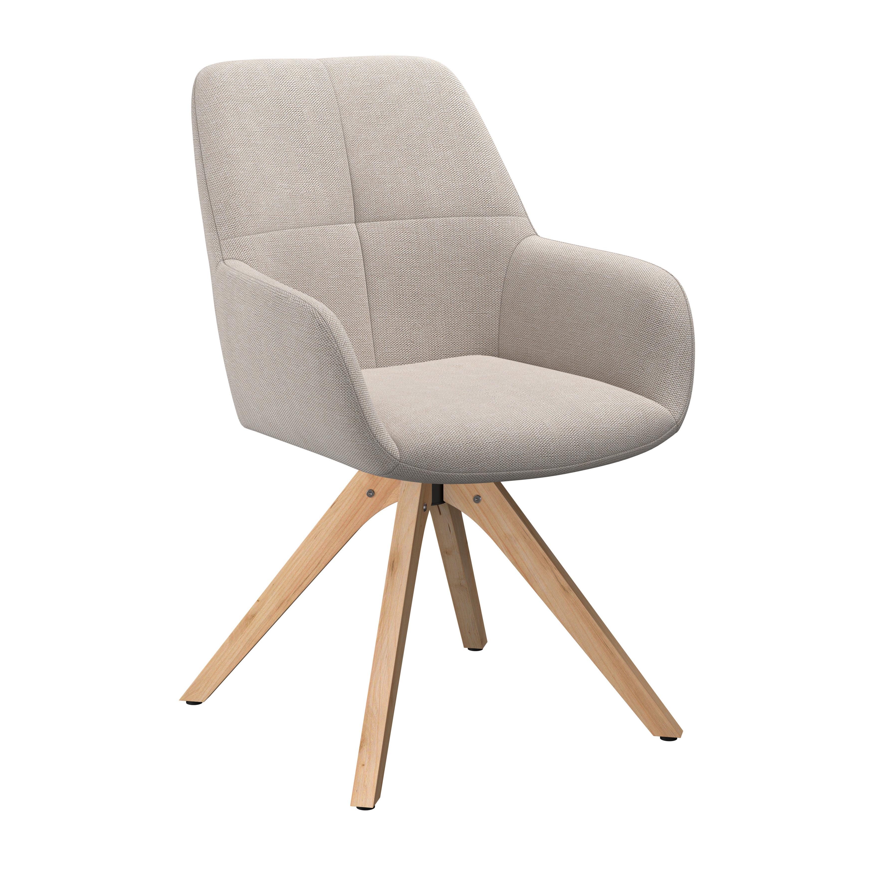 Armlehnstuhl Woody Webstoff beige, B: 64 cm - Beige/Naturfarben, Trend, Holz/Textil (64/83/61cm)
