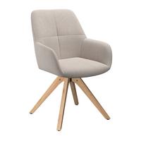 Armlehnstuhl Woody Webstoff beige, B: 64 cm - Beige/Naturfarben, Trend, Holz/Textil (64/83/61cm)