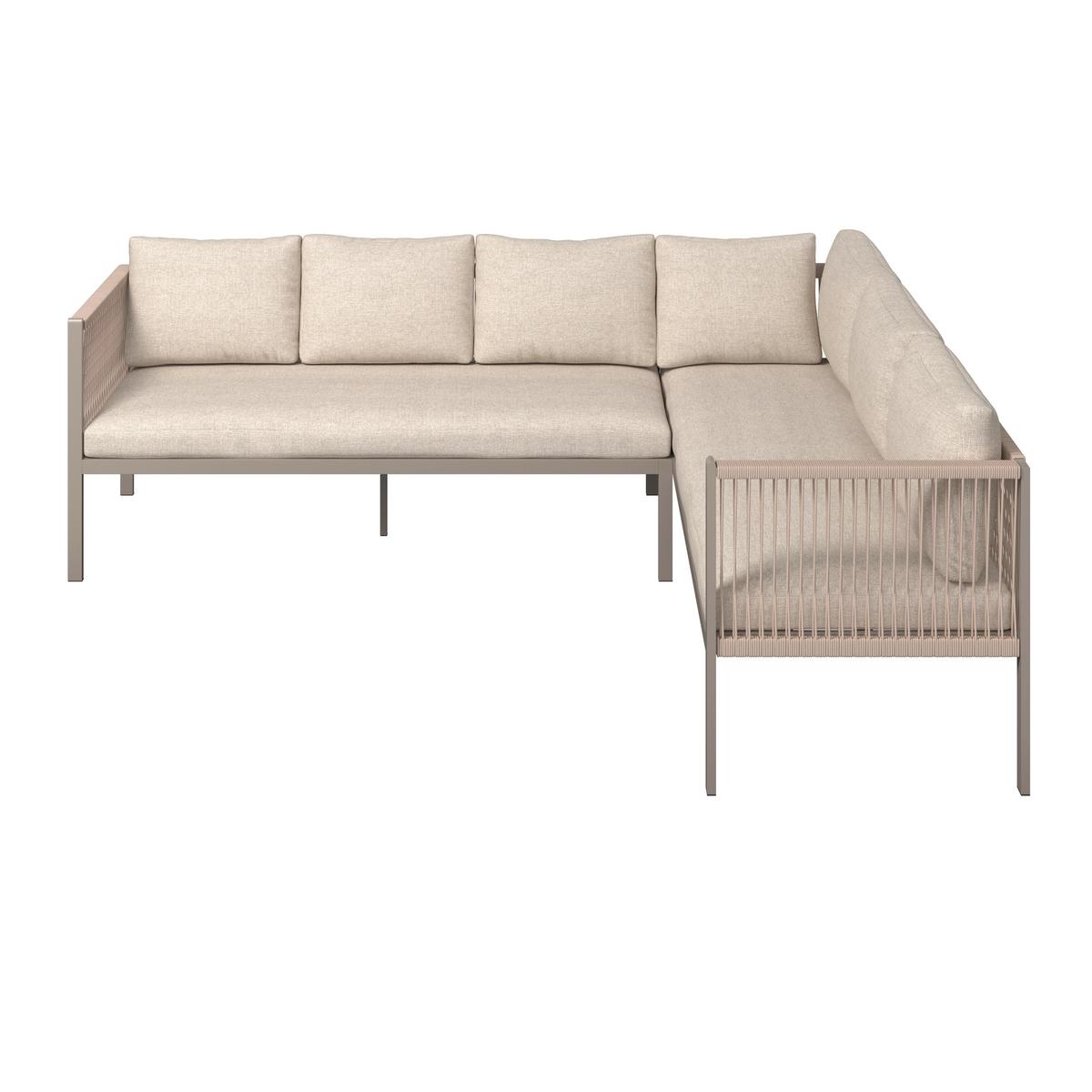 Loungegarnitur Auckland - Beige/Creme, MODERN, Glas/Textil (242/195cm) - Beldano
